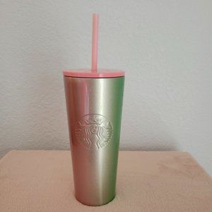 Venti Pink and Green Ombre Metal Starbucks Cold Cup